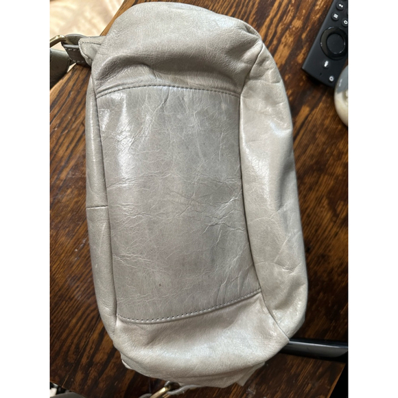 Hobo International Genuine Leather Shoulder Bag - Soft Gray | Floral Lining - Picture 10 of 10